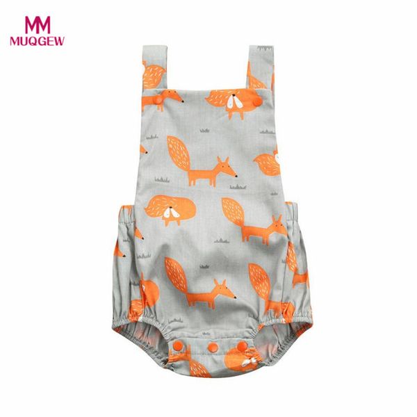 

MUQGEW Summer Toddler Baby Girls Одежда Fox Floral Print Жилет Без рукавов Мультфильм Backless Romper Комбинез