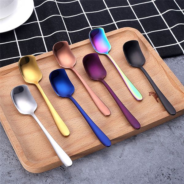 

food grade stainless steel 304 colored ice cream spoons gold ice cream spoons shiny colorful ice cream spoons on promotion