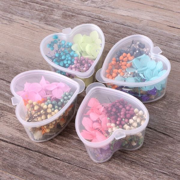 

1 box dried flowers nail decoration mixed preserved flower with heart-shaped diy new, Silver;gold
