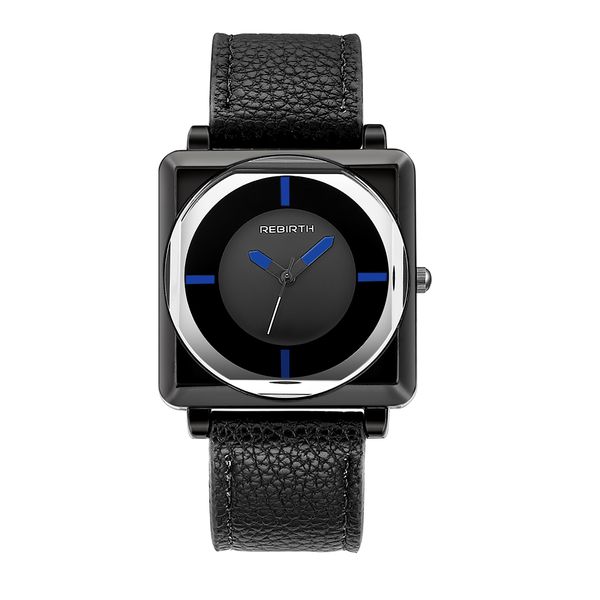 

rebirth brand square women bracelet watch contracted leather crystal wristwatches women dress ladies quartz clock, Slivery;brown