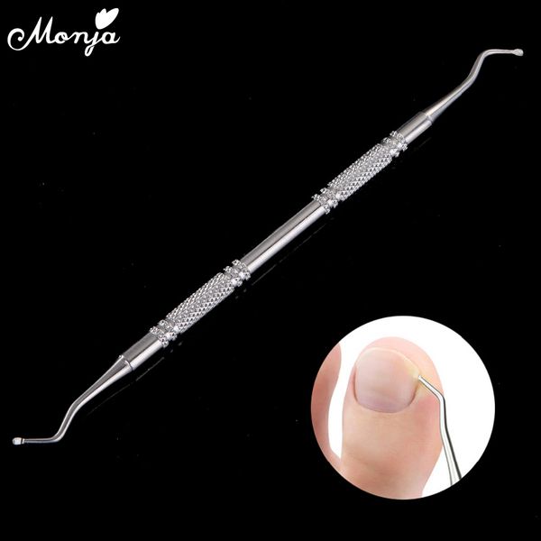 

monja stainless steel dual-ended nail art spoon cuticle pusher groove pick nail toe clean care tool