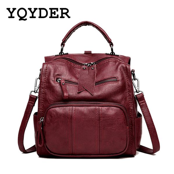 

fashion multifunction women backpacks leather shoulder school bag for teenage girls travel back pack female