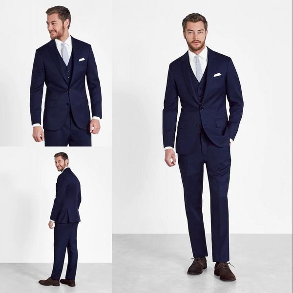 

dark blue wedding suits for men slim fit grooms tuxedos custom made men party suits (jacket+vest+pants), Black;gray