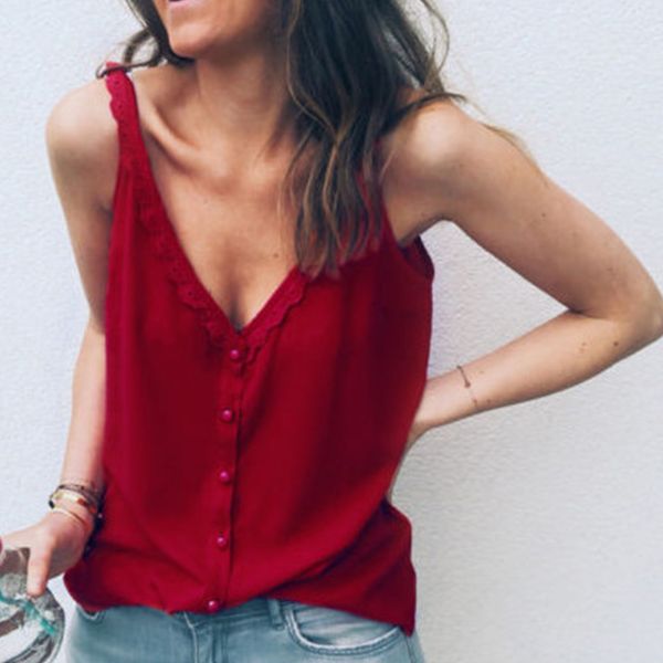 

2018 women summer v neck strappy tank casual backless camis camisole lace crochet tees t-shirt beach party club shirt, White