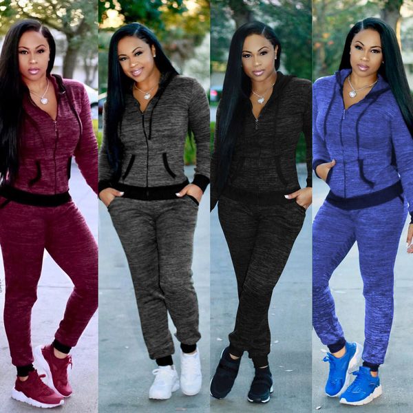 

Ladies Winter Casual Two-piece Tracksuit Long Sleeved Hoodie Hooded Sweatshirt + Sweatpants Woman Sweatsuits Joggers Sport Suit