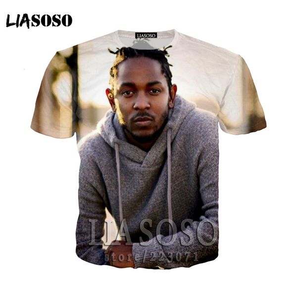 

liasoso kendrick lamar in men's t-shirts hip hop rap american rapper musica casual t shirt 3d printing kem13, White;black