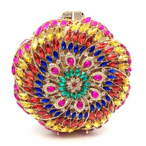 

2018 new arrival circular handmade full crystal evening bag women clutches bags xiyuan brand fashion high-end evening clutch bag