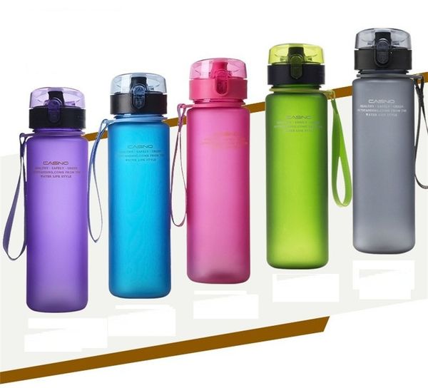 

new leakproof frosted sports water glass creative portable student water cup 400ml 560ml drink bottles t3i0445