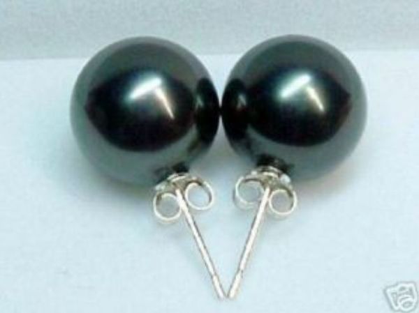 

5pc10mm black sea south mother-of pearl ,shell silver stud, Golden