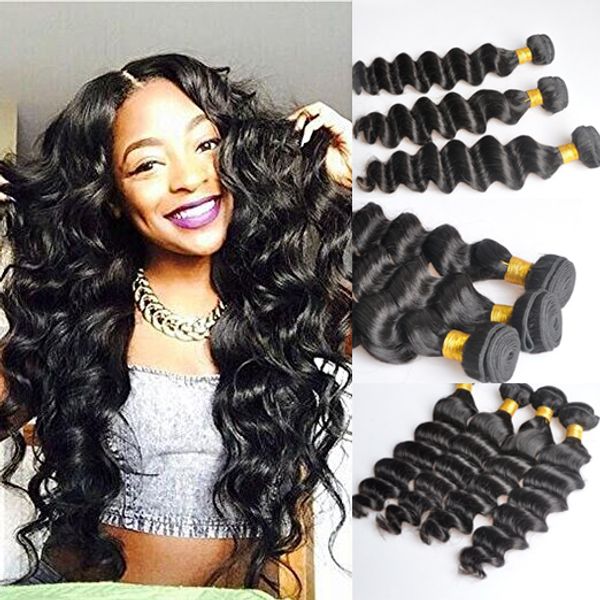 

malaysain more wavy loose deep curly unprocessed human virgin hair weaves 8a quality remy human hair extensions dyeable 3bundles/lot, Black