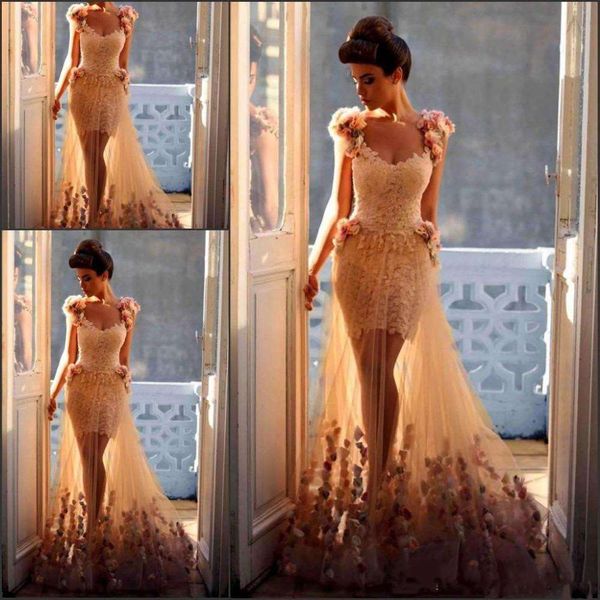 

2019 prom dresses appliques v neck see through tulle skirt lace illusion charming 3d floral petal power bodice evening party pageant dresses, Black