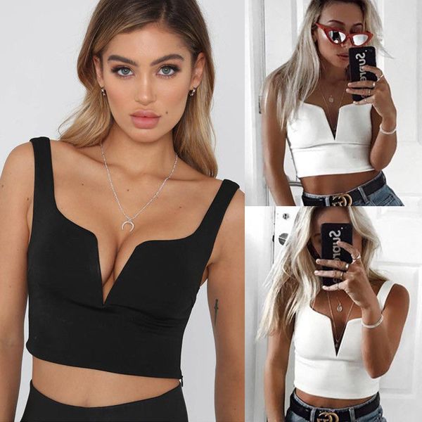 

women ladies casual sleeveless tank vest blouse crop short, White