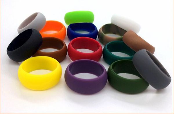 Feste favor favor a festa silicone wedding ring moving de casal rings esportes anel de silicone elaborar elástico de 9 mm de cor sólida camuflada