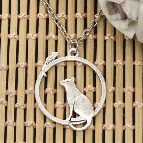 

new fashion circle mouse 31mm pendants round cross chain short long mens womens diy silver necklace jewelry gift