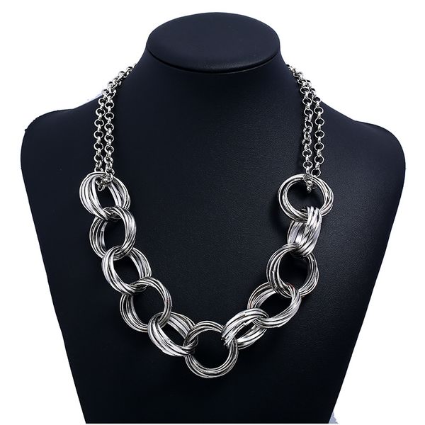 

whole salelzhlq big necklace for women maxi necklace bohemian collar punk large fashion jewelry statement choker ethnic colar, Golden;silver