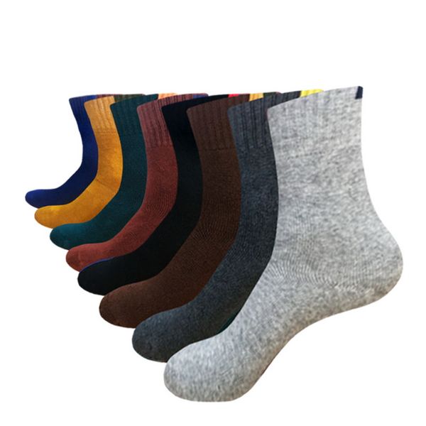 

laamei autumn and winter men's socks solid color thick socks warm stock casual men's cotton multi-color suit, Black