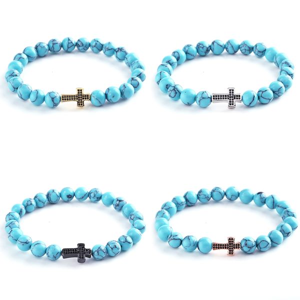 

black cz crystal men women's bracelet charm natural green stripe stone crystal cross bracelets bracelet for women gifts, Golden;silver