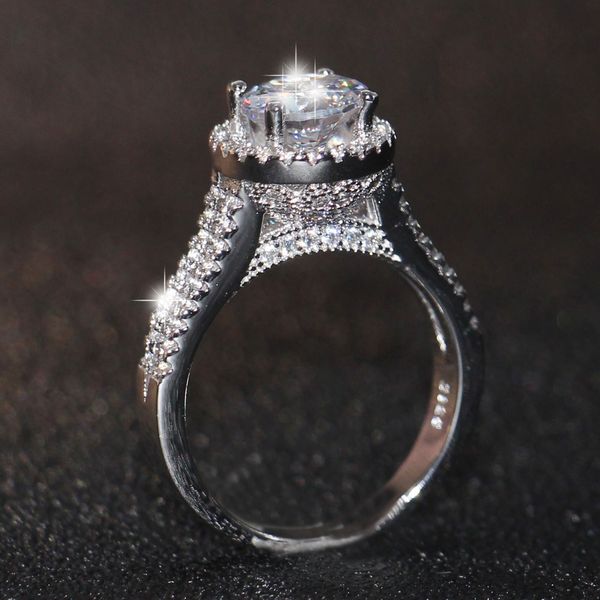

fashion jewelry engagement women's sterling sier filled round cut white z diamonique wedding ring for christmas gift size 5-9, Slivery;golden