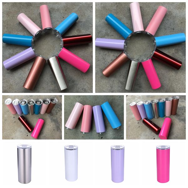 

20 ounce tainle teel traight cup 10 color tall kinny tumbler 20 oz vacuum in ulation water mug with lid traw 60pc ooa5718