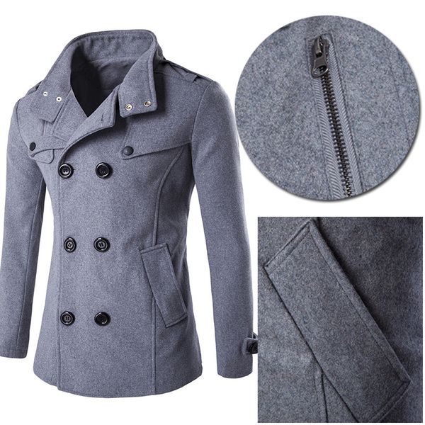 

new men's wool jacket coat long coat winter 1pcs fashion, Black