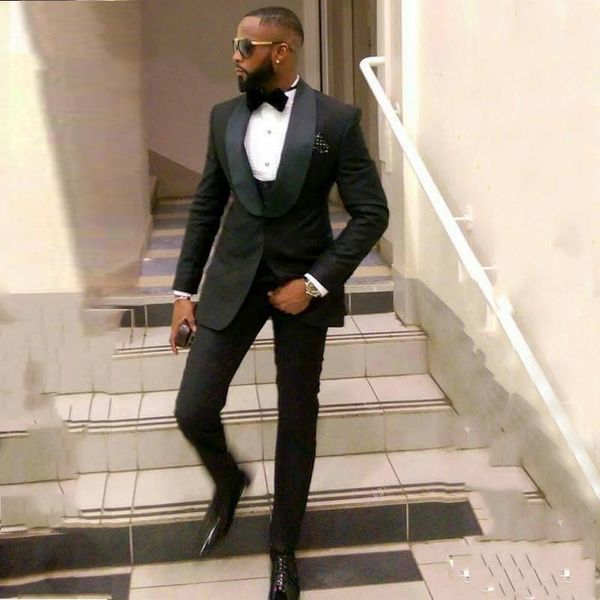 

slim fit black groom tuxedos excellent men wedding tuxedos men formal business prom party suit(jacket+pants+tie+vest) 883, Black;gray