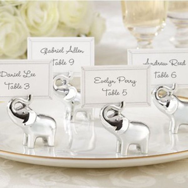

silver baby elephant place card holder table number p storage clip for wedding party table decorations supplies favors gifts