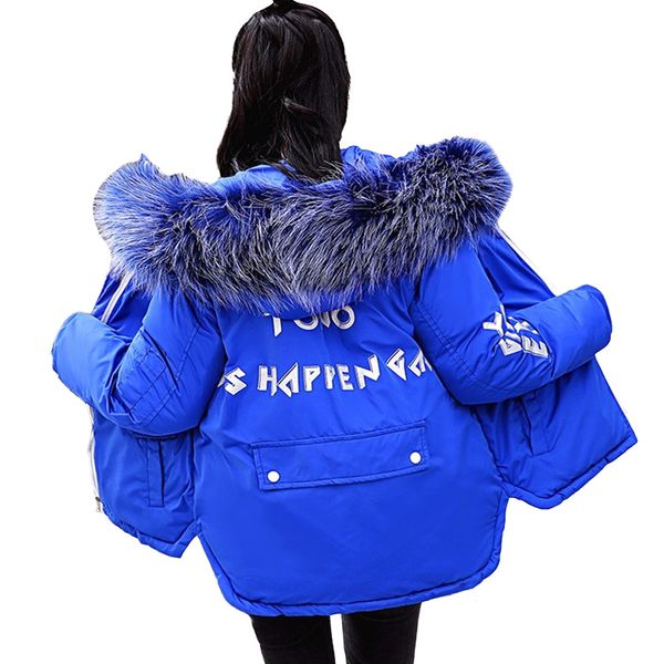 

students short jacket winter parkas print cotton jacket thicken warm women hooded plus size female swallowtail cotton coats, Black