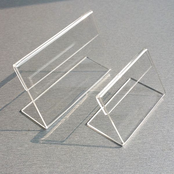Акриловая T1.3 мм прозрачная пластиковая таблица столовая метка метки дисплея Дисплей Добросовесщики карт для бумаги небольшая L Стоят 50 шт.