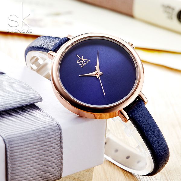 

shengke elegant slim quartz watch brand leather women watches ladies business wristwatch relojes mujer clock 2018 y18102310, Slivery;brown