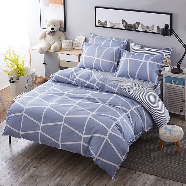 Grey Bedding Set Pastoral Style Bed Linen Set Green Flat Sheet