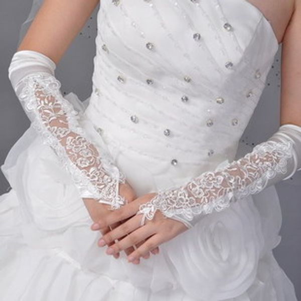 

lace bridal gloves wedding gloves accessories formal long design lucy refers ivory red black autumn paillette beading, White