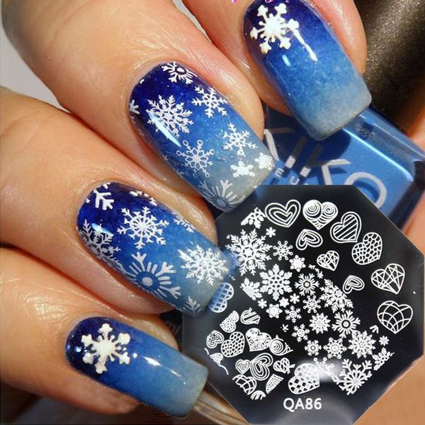 

1pcs christmas design nail stamping plates snow heart image stamping nail art manicure template diy stamp tools, White