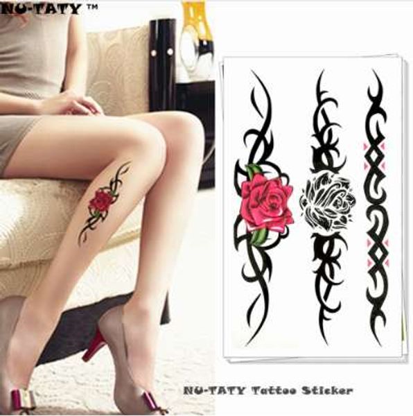 Nu-taty Rose-Kette Temporär Tattoo Körperkunst Arm Flash Tattoo Aufkleber 17*10 cm wasserdichte gefälschte Henna Schmerzlose Tattoo Aufkleber