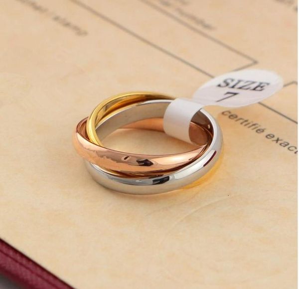 

Designer Wedding Rings for Lovers Luxury Brand Three color Mixed Carter Love Anel anello Aneis Engagement Ring for Women Men With Red box