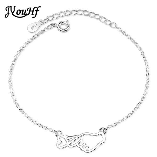 

jyouhf fashion heart palm charm bracelets for women simple cute silver color chain bracelet femme pulseras mujer party jewelry, Black