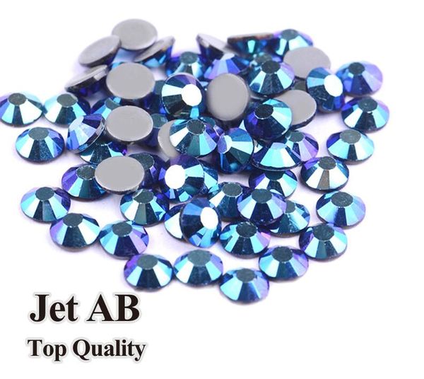 Продажа бота A ++ качество качества Jet Black AB Glass Crystals Strass Stones Botfix стразы за одежду для одежды