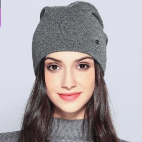 

winter women cap keep warm thickening winter hat ladies wool knitted hat double wool knitted hat, Blue;gray