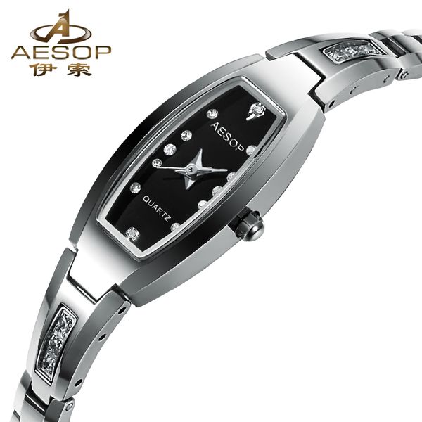 

aesop 2018 tungsten steel watch women rose gold bracelet quartz wristwatch elegant thin ladies clock montre femme relogio feminino 46-8827l, Slivery;brown