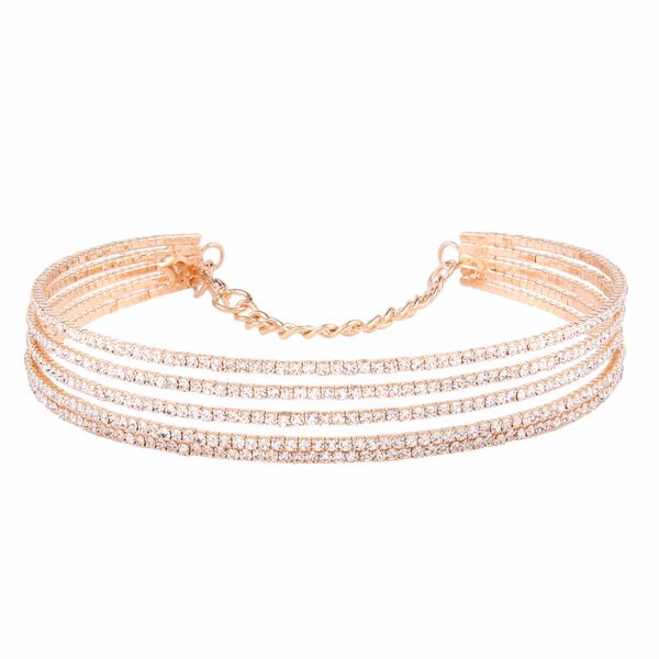 

luxury rhinestone choker necklace multi layer statement necklace 2017 chocker collar gift for her jewellery maxi collier femme, Golden;silver