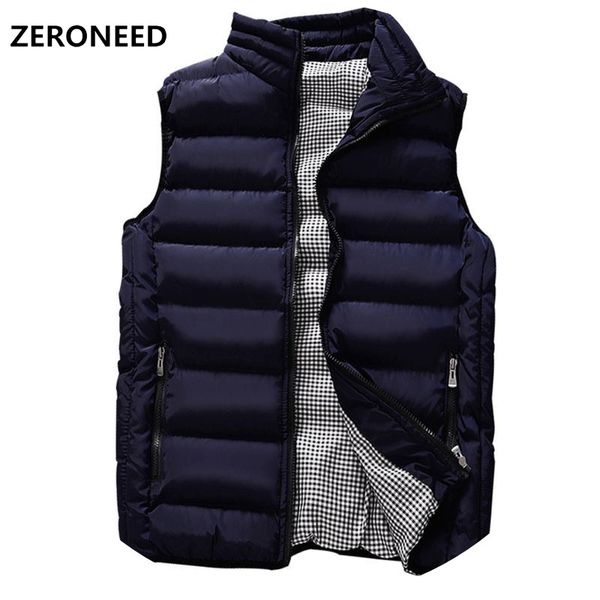 

zeroneed 2018 casual vest men sping warm sleeveless jacket waterproof army green mens waistcoat stand collar black male vests 11, Black;white