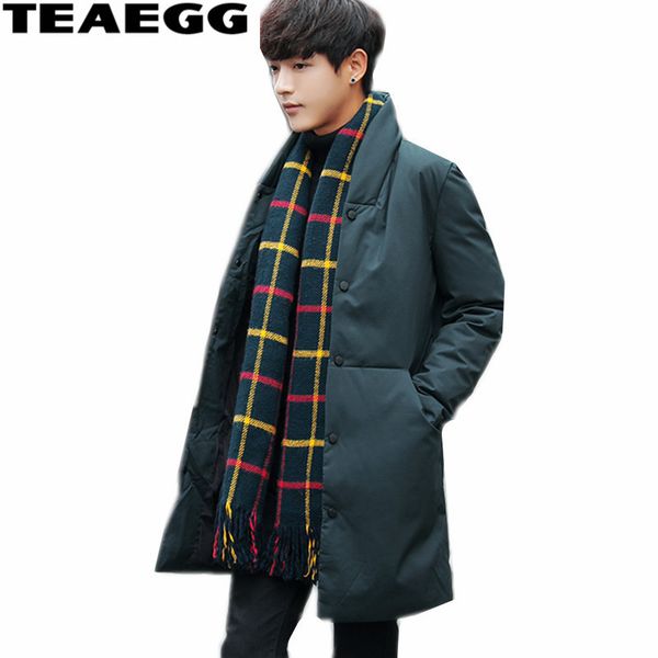 

teaegg plus size 4xl jackets army green men's winter down jacket parka homme outwear warm feather jacket men's clothing al369, Black