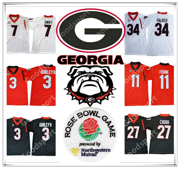 

2018 georgia bulldog ncaa 3 gurley ii 7 wift 11 jake fromm 10 jacob ea on 27 chubb 34 her chel walker football jer ey port, Black;red