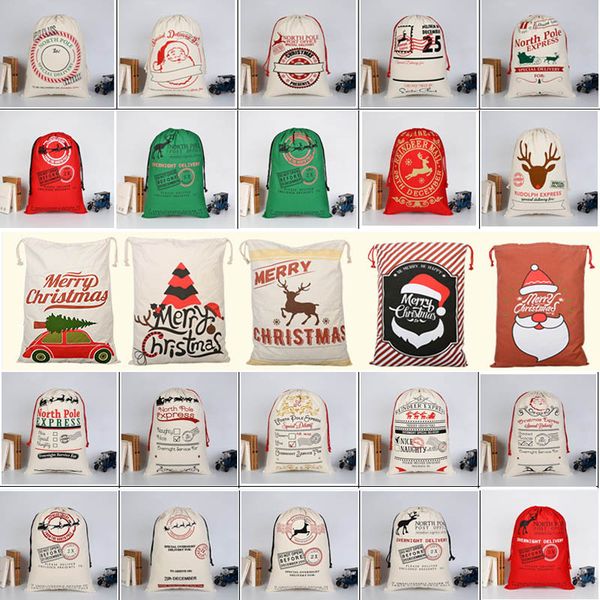 

холст drawstring сумка рождественские сумки halloween санта sack подарки сумки санта клаус олень украшения новогодние украшения подарочные п