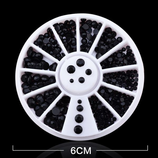 

mix sizes black 3d nail rhinestone pearls art flatback nail tips sticker decoration wheel, Silver;gold