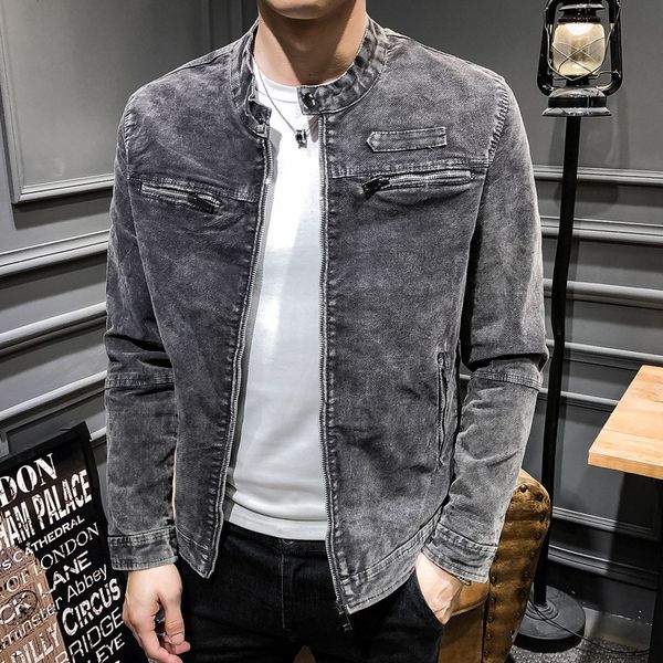 

fashion 2018 men's zipper jacket slim coat, Black;brown