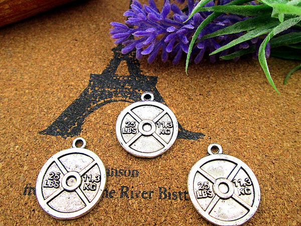 

45pcs 20mm antique silver plated 25lbs 11.3kg weight barbell charms,diy supplies, jewelry accessories, Bronze;silver