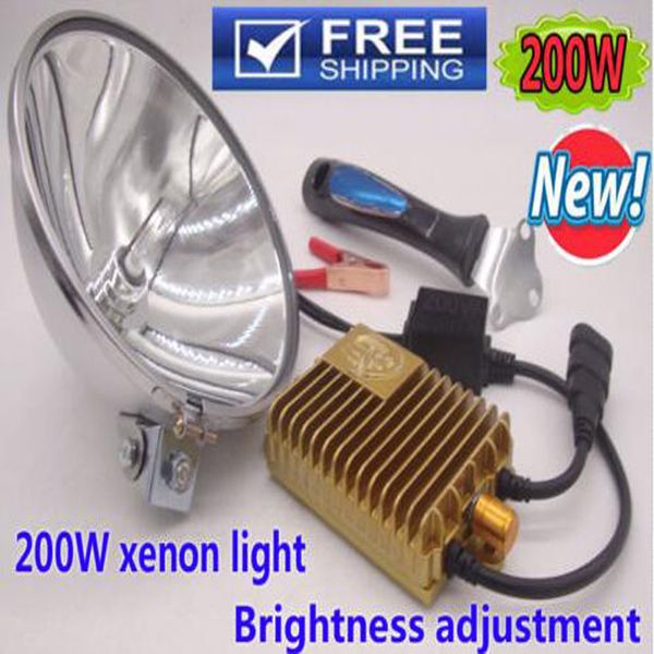 

brightness adjustable 12v 24v 200w hid headlight 7 inch xenon handheld super light spotlight emergency light for camping hunting fishing boa