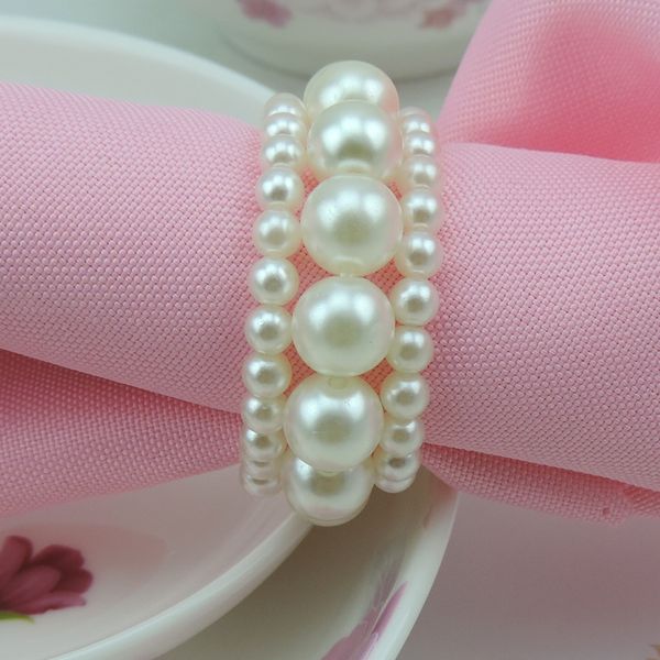 

2017new 50pcs3row pearl napkin rings weddings party serviette table decoration