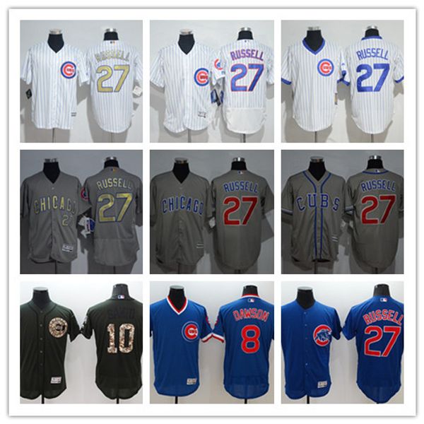 

wholesale custom men women youth majestic cubs jersey #8 andre dawson 10 ron santo 27 addison russell home blue grey white baseball jerseys, Blue;black