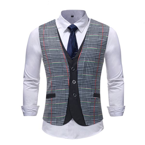

gilet men wedding waistcoats for mens chaleco formal hombre colete social slim fit baroque plaid vests mens mariage dress new, Black;white